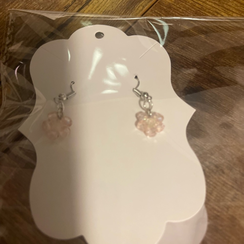 Vintage 80’s | Clear Pink Floral Earring Set